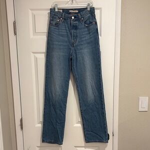 Levi's Premium Ribcage Straight Ankle Jeans High Rise Cotton Lyocell Size 26